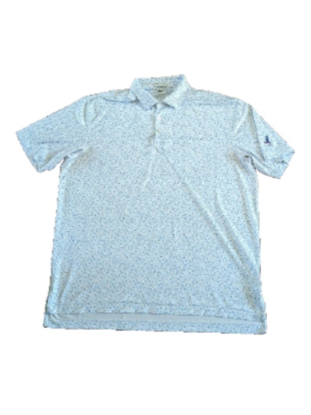Peter Millar Summer Comfort Polo Shirt Sz XL White Striped All Over Print Logo